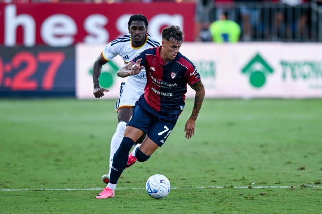 Cagliari s Daniel Maldini in action during the Serie A soccer match between Cagliari Calcio and Lecce at the Unipol Domus in Cagliari, Sardinia - Monday 7th september 2026. - Soccer Copyright: xGianlucaxZuddas LaPressex