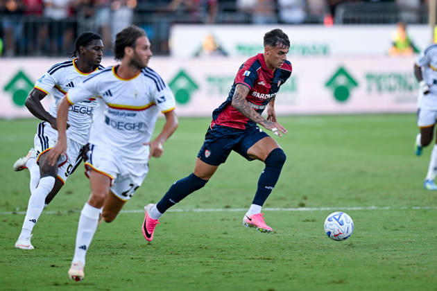 Cagliari s Daniel Maldini in action during the Serie A soccer match between Cagliari Calcio and Lecce at the Unipol Domus in Cagliari, Sardinia - Monday 7th september 2026. - Soccer Copyright: xGianlucaxZuddas LaPressex