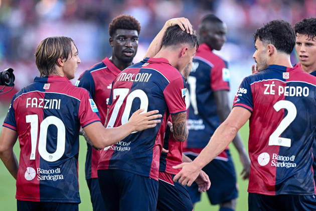 Cagliari s Daniel Maldini celebrates after scoring the goal for 1-0 during the Serie A soccer match between Cagliari Calcio and Lecce at the Unipol Domus in Cagliari, Sardinia - Monday 7th september 2026. - Soccer Copyright: xGianlucaxZuddas LaPressex