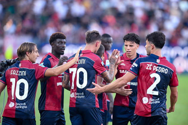 Cagliari s Daniel Maldini celebrates after scoring the goal for 1-0 during the Serie A soccer match between Cagliari Calcio and Lecce at the Unipol Domus in Cagliari, Sardinia - Monday 7th september 2026. - Soccer Copyright: xGianlucaxZuddas LaPressex