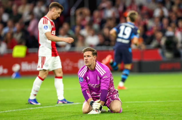 AMSTERDAM - AFC Ajax Amsterdam goalkeeper Marc Ter Stegen looks dejected after PSV Eindhoven forward Esmir Bajraktarevic scored during the Vriendenloterij Eredivisie match between Ajax and PSV at Johan Cruijff ArenA on 5 September 2026 in Amsterdam, Nederland. PETER LOUS EYE4IMAGES DeFodi Images -