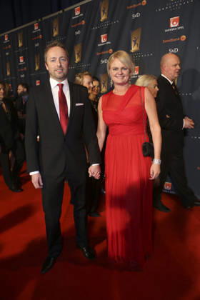 Idrottsgalan, Röda mattan: Anette Norberg med sin man Stefan. Stockholm Sverige Copyright: xGustavxMartenssonx