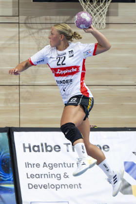 Alsco Handball Bundesliga Frauen, Saison 2026 2027 SV Union Halle-Neustadt vs.HSG Blomberg-Lippe Halle, Deutschland 09.September 2026: Im Bild:Judith Tietjen (Blomberg) Halle Saale SWH Arena Sachsen-Anhalt Deutschland