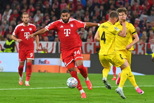 Ismael SAIBARI (Bayern Muenchen), Aktion,Zweikampf gegen Odin Bjoertuft (Glimt). Fussball Champions League,Saison 2026 27, Ligaphase FC Bayern Muenchen -Bodoe Glimt 5-0 am 10.09.2026.