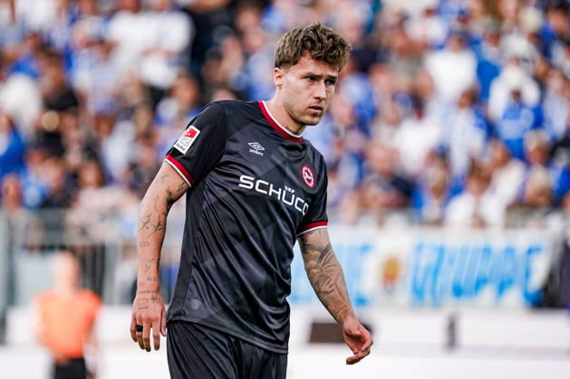 Deutschland: Fussball Saison 2026 2027 , 2. Bundesliga , 5. Spieltag , SV Darmstadt 98 vs. Arminia Bielefeld - Merck-Stadion am Böllenfalltor (Darmstadt) : Joel Grodowski (Arminia Bielefeld, 11) Mimik, Gesichtsausdruck, Emotion Darmstadt Merck-Stadion am Böllenfalltor Deutschland Germany Copyright: xBennetxLongx