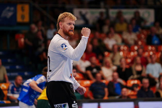 2. Handball-Bundesliga - 3. Spieltag: Dessau-Roßlauer HV 06 - VfL Eintracht Hagen Jonas Wilde (VfL Eintracht Hagen, 12) ballt die Faust am 11.09.2026 in der Anhalt-Arena, Dessau-Roßlau (Sachsen-Anhalt) Dessau-Roßlau Anhalt-Arena Sachsen-Anhalt Deutschland