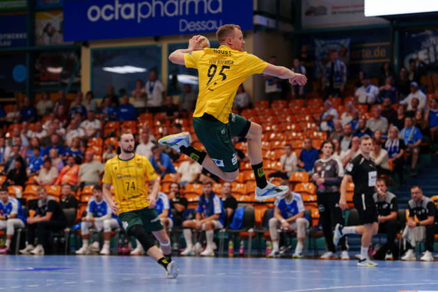 2. Handball-Bundesliga - 3. Spieltag: Dessau-Roßlauer HV 06 - VfL Eintracht Hagen Jan von Boenigk (VfL Eintracht Hagen, 95) beim Sprungwurf am 11.09.2026 in der Anhalt-Arena, Dessau-Roßlau (Sachsen-Anhalt) Dessau-Roßlau Anhalt-Arena Sachsen-Anhalt Deutschland