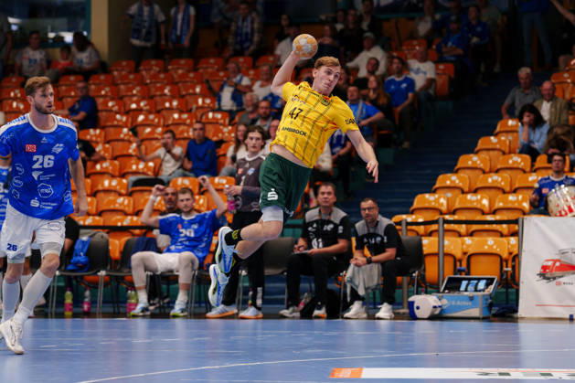 2. Handball-Bundesliga - 3. Spieltag: Dessau-Roßlauer HV 06 - VfL Eintracht Hagen Dustin Kraus (VfL Eintracht Hagen, 47) beim Sprungwurf am 11.09.2026 in der Anhalt-Arena, Dessau-Roßlau (Sachsen-Anhalt) Dessau-Roßlau Anhalt-Arena Sachsen-Anhalt Deutschland