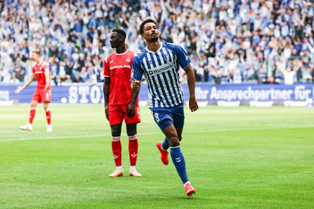 Torjubel - Torschütze Emmanuel Iyoha (1. FC Magdeburg,8) trifft zum 3-0 - 2. Fußball Bundesliga Saison 2026-2027 1. FC Magdeburg vs 1. FC Kaiserslautern in der Avnet Arena in Magdeburg - Aktion,Fußball,Mann,Männer,Deutschland,12.09.2026