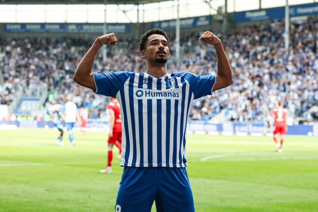 Torjubel - Torschütze Emmanuel Iyoha (1. FC Magdeburg,8) trifft zum 3-0 - 2. Fußball Bundesliga Saison 2026-2027 1. FC Magdeburg vs 1. FC Kaiserslautern in der Avnet Arena in Magdeburg - Aktion,Fußball,Mann,Männer,Deutschland,12.09.2026