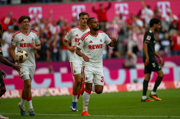 12.09.2026, GER, Fussball, Herren, Bundesliga , 1. Bundesliga, Saison 2026 2027, 1. FC Köln - SV Werder Bremen Linton Maina (1. FC Köln) Torjubel, jubelt nach seinem Treffer zum 1:0 Copyright: xSvenxHanischx