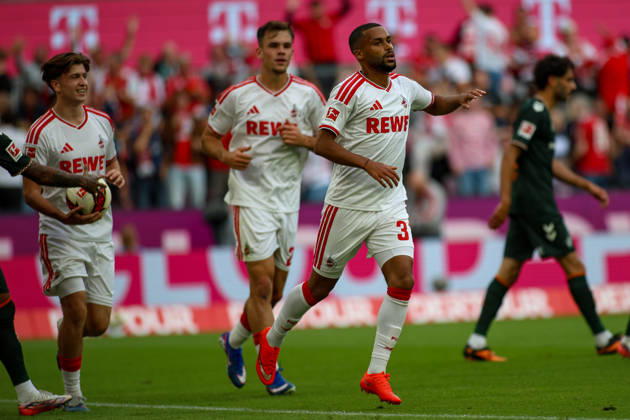12.09.2026, GER, Fussball, Herren, Bundesliga , 1. Bundesliga, Saison 2026 2027, 1. FC Köln - SV Werder Bremen Linton Maina (1. FC Köln) Torjubel, jubelt nach seinem Treffer zum 1:0 Copyright: xSvenxHanischx