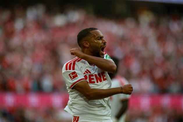 12.09.2026, GER, Fussball, Herren, Bundesliga , 1. Bundesliga, Saison 2026 2027, 1. FC Köln - SV Werder Bremen Linton Maina (1. FC Köln) Torjubel, jubelt nach seinem Treffer zum 1:0 Copyright: xSvenxHanischx