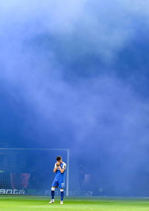 12.09.2026, SNP Arena, Sinsheim, GER, 1.FBL, TSG Hoffenheim vs VfB Stuttgart , Albian Hajdari (Hoffenheim) DFL regulations prohibit any use of photographs as image sequences and or quasi-video. (Photo by Hasan Bratic DeFodi Images) -