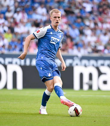 12.09.2026, SNP Arena, Sinsheim, GER, 1.FBL, TSG Hoffenheim vs VfB Stuttgart , Mats Rots (Hoffenheim) DFL regulations prohibit any use of photographs as image sequences and or quasi-video. (Photo by Hasan Bratic DeFodi Images) -