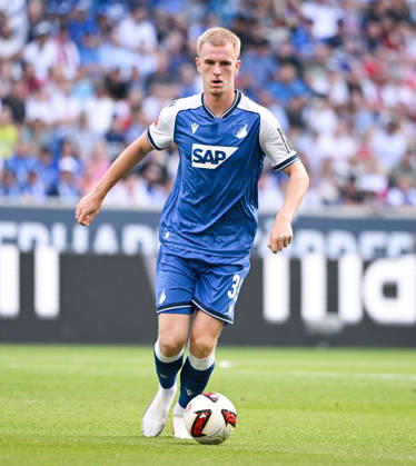 12.09.2026, SNP Arena, Sinsheim, GER, 1.FBL, TSG Hoffenheim vs VfB Stuttgart , Mats Rots (Hoffenheim) DFL regulations prohibit any use of photographs as image sequences and or quasi-video. (Photo by Hasan Bratic DeFodi Images) -