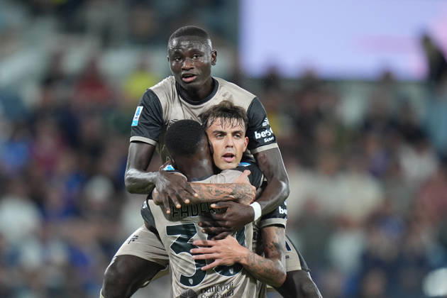 Cagliari s Daniel Maldini celebrates after scoring 1-2 during the Serie A soccer match between Atalanta and Cagliari at New Balance Arena in Bergamo , Italy - September 12, 2026. - Soccer Copyright: xSpada LaPressex