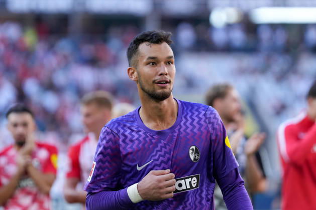 Mio Backhaus (SC Freiburg, 01) , Deutschland, Fussball, 1. Bundesliga, 3.Spieltag, 2026 2027, SC Freiburg vs. Borussia Mönchengladbach, 12.09.2026, Europa-Park Stadion, Freiburg Freiburg Europa-Park Stadion Baden-Württemberg Deutschland Copyright: xArnexAmbergx