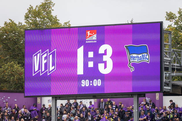 Anzeigetafel mit dem Stand von 1:3 nach Abpfiff GER, VfL Osnabrueck vs. Hertha BSC, Fussball, 2. Bundesliga, 5. Spieltag, Spielzeit 2026 2027, 13.09.2026 DFL Regulations prohibit any use of photographers as image sequences and or quasi-video. GER, VfL Osnabrueck vs. Hertha BSC, Fussball, 2. Bundesliga, 5. Spieltag, Spielzeit 2026 2027, 13.09.2026 Osnabrueck Copyright: xEibner-Pressefoto JanxRollingerx EP_JSK