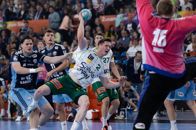 Oskar NEUDECK (FRISCH AUF! Goeppingen, 02) erzielt ein Tor, Aktion, Torwurf GER, HC Hamburg vs. FRISCH AUF! Goeppingen, Handball, Bundesliga, 4. Spieltag, Spielzeit 2026 2027, 13.09.2026, GER, HC Hamburg vs. FRISCH AUF! Goeppingen, Handball, Bundesliga, 4. Spieltag, Spielzeit 2026 2027, 13.09.2026, Hamburg Copyright: xEibnerxPressefoto OliverxSchmidtx EP_OST