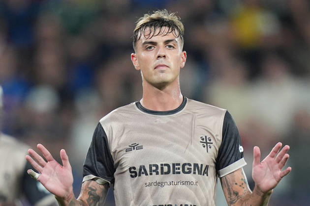 Cagliari s Daniel Maldini celebrates after scoring 1-2 during the Serie A soccer match between Atalanta and Cagliari at New Balance Arena in Bergamo , Italy - September 12, 2026. - Soccer Copyright: xSpada LaPressex