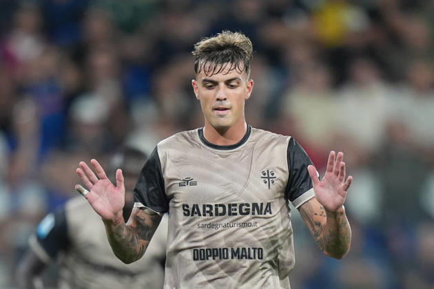 Cagliari s Daniel Maldini celebrates after scoring 1-2 during the Serie A soccer match between Atalanta and Cagliari at New Balance Arena in Bergamo , Italy - September 12, 2026. - Soccer Copyright: xSpada LaPressex