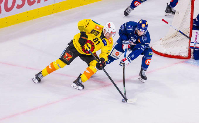 Ice hockey, Eishockey National League Regular Season - ZSC Lions vs. SC Ber Zurich, Switzerland, 15th Sep 2026: Duel between 81 Rodrigo Abols (Bern) and 56 Tim Berni (ZSC Lions). Copyright: xAndreasxHaasx