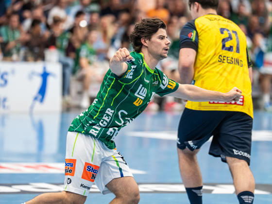 Rutger ten Velde (Frisch Auf Goeppingen, 05) jubelt nach einem Siebenmetertor, Frisch Auf Goeppingen vs. Rhein-Neckar Loewen, Handball, 1. Bundesliga, Herren, Spielzeit 2026 2027, 17.09.2026, Frisch Auf Goeppingen vs. Rhein-Neckar Loewen, Handball, 1. Bundesliga, Herren, Spielzeit 2026 2027, 17.09.2026 Goeppingen Copyright: xEibner-Pressefoto MichaelxSchmidx EP_MST