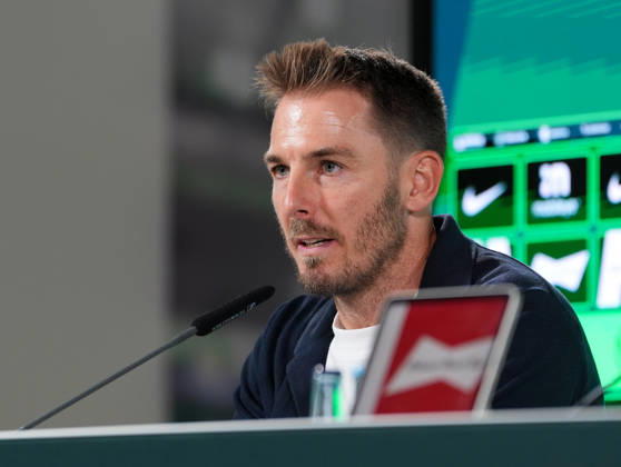 Tobias Strobl (VfL Wolfsburg, Cheftrainer) participates in a post-match press conference, PK, Pressekonferenz GER, VfL Wolfsburg vs SV Darmstadt 98, 2. Bundesliga, 6. Spieltag, Saison 2026-27, Volkswagen Arena, Wolfsburg, 18.09.2026 DFL REGULATIONS PROHIBIT ANY USE OF PHOTOGRAPHS AS IMAGE SEQUENCES AND OR QUASI-VIDEO VfL Wolfsburg vs SV Darmstadt 98, 2. Bundesliga, 6. Spieltag, Saison 2026-27, 18.09.2026 Wolfsburg Copyright: xEibner-Pressefoto ScottxColemanx EP_SCN
