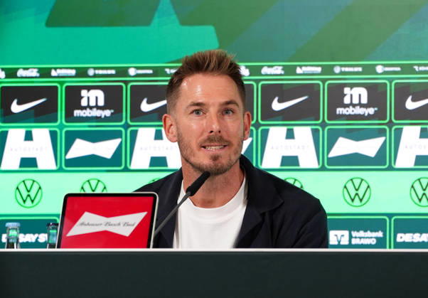 Tobias Strobl (VfL Wolfsburg, Cheftrainer) participates in a post-match press conference, PK, Pressekonferenz GER, VfL Wolfsburg vs SV Darmstadt 98, 2. Bundesliga, 6. Spieltag, Saison 2026-27, Volkswagen Arena, Wolfsburg, 18.09.2026 DFL REGULATIONS PROHIBIT ANY USE OF PHOTOGRAPHS AS IMAGE SEQUENCES AND OR QUASI-VIDEO VfL Wolfsburg vs SV Darmstadt 98, 2. Bundesliga, 6. Spieltag, Saison 2026-27, 18.09.2026 Wolfsburg Copyright: xEibner-Pressefoto ScottxColemanx EP_SCN