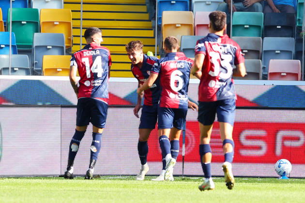Cagliari s daniel maldini celebrates after scoring the 0-1 goal for his team during the Serie A soccer match between Udinese and Cagliari at the Friuli Stadium in Udine, north east Italy - September 19, 2026. - Soccer Copyright: xAndreaxBressanutti LaPressex