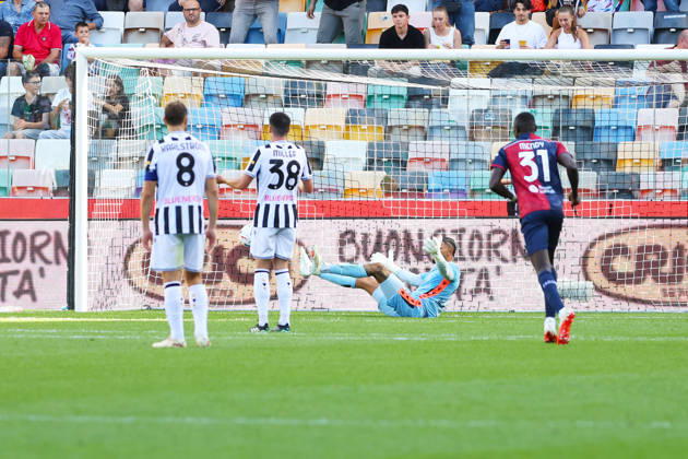 Cagliari s daniel maldini celebrates after scoring the 0-1 goal for his team during the Serie A soccer match between Udinese and Cagliari at the Friuli Stadium in Udine, north east Italy - September 19, 2026. - Soccer Copyright: xAndreaxBressanutti LaPressex