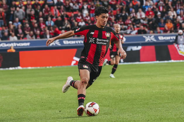 20.09.2026, xjmrgnx, Fussball 1.Bundesliga, Bayer 04 Leverkusen - RB Leipzig v.l. Ibrahim Maza (30, Leverkusen) mit einem Dribbling (DFL DFB REGULATIONS PROHIBIT ANY USE OF PHOTOGRAPHS as IMAGE SEQUENCES and or QUASI-VIDEO) Leverkusen