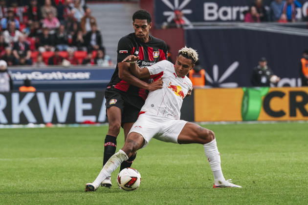 20.09.2026, xjmrgnx, Fussball 1.Bundesliga, Bayer 04 Leverkusen - RB Leipzig v.l. Zweikampf zwischen Jarell Quansah (4, Leverkusen) und Antonio Nusa (7, Leipzig) (DFL DFB REGULATIONS PROHIBIT ANY USE OF PHOTOGRAPHS as IMAGE SEQUENCES and or QUASI-VIDEO) Leverkusen