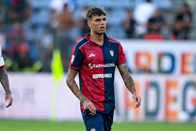 Cagliari s Daniel Maldini in action during the Coppa Italia Frecciarossa soccer match between Cagliari Calcio and Arezzo at the Unipol Domus in Cagliari, Sardinia - Friday 14th august 2026. - Soccer Copyright: x ®xGianlucaxZuddas LaPressex