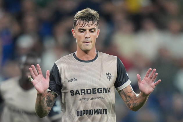 Cagliari s Daniel Maldini celebrates after scoring 1-2 during the Serie A soccer match between Atalanta and Cagliari at New Balance Arena in Bergamo , Italy - September 12, 2026. - Soccer Copyright: xSpada LaPressex