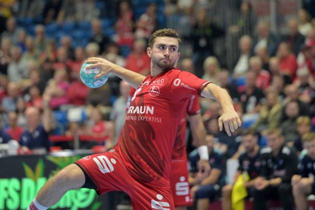 Florian Drosten (MT Melsungen 18) beim Wurf , GER, MT Melsungen - Rhein-Neckar Loewen, Handball, DHB Pokal, 2. Runde, Saison 2026 2027, 22.09.2026, GER, MT Melsungen - Rhein-Neckar Loewen, Handball, DHB Pokal, 2. Runde, Saison 2026 2027, 22.09.2026 Kassel Copyright: xEibner-Pressefotox xRolandxSippelx EP_RSL