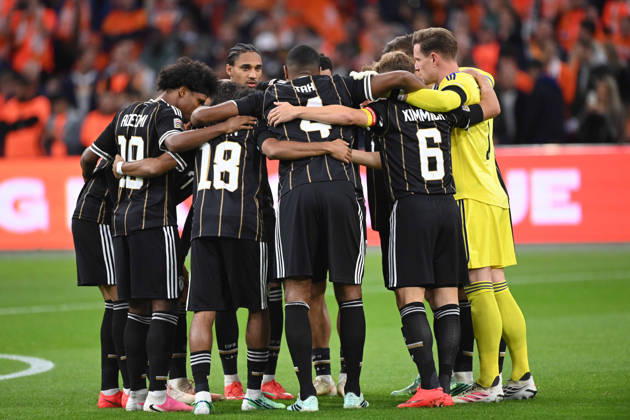 Deutschland, Mannschaftskreis, Motivation, Verschwoerung, Niederlande (NED) - Deutschland (GER) Fussball UEFA Nations League 2026 2027, 1. Spieltag, matchday1, am 24.09.2026 in der Amsterdam Arena Johan-Cruyff-Arena in Amsterdam Niederlande Â