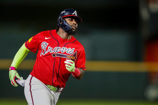 Atlanta Braves center fielder Michael Harris II (23) runs the bases after hitting a home run in the second inning against the Philadelphia Phillies in Game 3 of the National League Wildcard Series at Truist Park on Thursday, October 1, 2026 in Atlanta, Georgia. ATL20261001105 MikexZarrilli