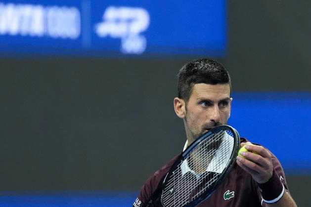 (261002) -- BEIJING, Oct. 2, 2026 -- Novak Djokovic of Serbia reacts during the men s singles second round match between Bu Yunchaokete of China and Novak Djokovic of Serbia at 2026 China Open tennis tournament in Beijing, China, Oct. 2, 2026. ) (SP)CHINA-BEIJING-TENNIS-CHINA OPEN-MEN S SINGLES(CN) JuxHuanzong