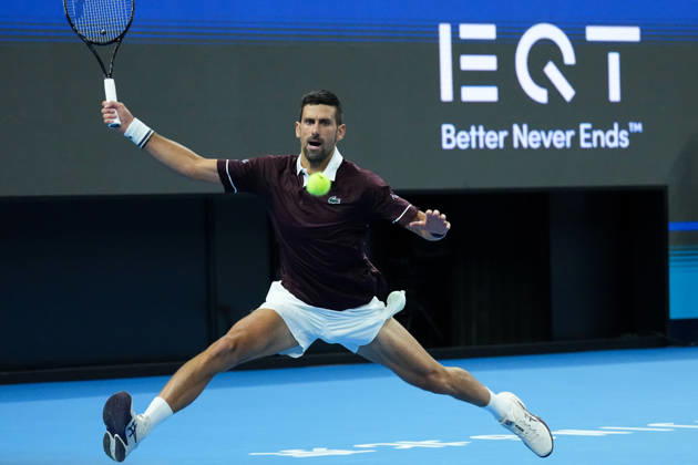 (261002) -- BEIJING, Oct. 2, 2026 -- Novak Djokovic of Serbia hits a return during the men s singles second round match between Bu Yunchaokete of China and Novak Djokovic of Serbia at 2026 China Open tennis tournament in Beijing, China, Oct. 2, 2026. ) (SP)CHINA-BEIJING-TENNIS-CHINA OPEN-MEN S SINGLES(CN) JuxHuanzong