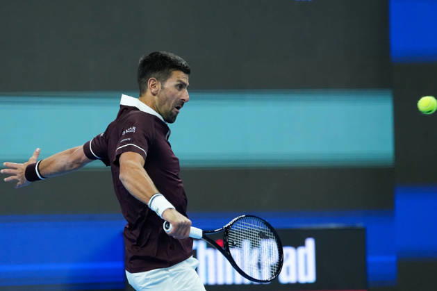 (261002) -- BEIJING, Oct. 2, 2026 -- Novak Djokovic of Serbia hits a return during the men s singles second round match between Bu Yunchaokete of China and Novak Djokovic of Serbia at 2026 China Open tennis tournament in Beijing, China, Oct. 2, 2026. ) (SP)CHINA-BEIJING-TENNIS-CHINA OPEN-MEN S SINGLES(CN) JuxHuanzong