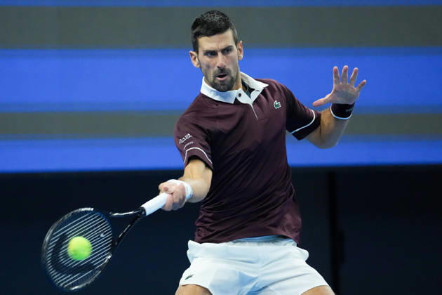 (261002) -- BEIJING, Oct. 2, 2026 -- Novak Djokovic of Serbia hits a return during the men s singles second round match between Bu Yunchaokete of China and Novak Djokovic of Serbia at 2026 China Open tennis tournament in Beijing, China, Oct. 2, 2026. ) (SP)CHINA-BEIJING-TENNIS-CHINA OPEN-MEN S SINGLES(CN) JuxHuanzong