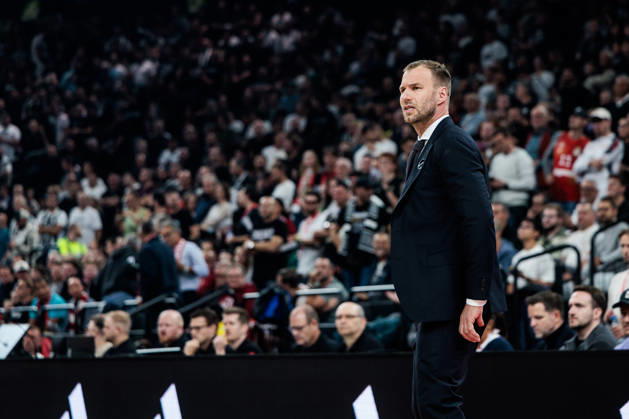 MUNICH, GERMANY - OCTOBER 02: Anton Gavel (Headcoach FC Bayern Muenchen) during the Turkish Airlines EuroLeague match between FC Bayern Muenchen vs. Partizan Mozzart Bet Belgrade at SAP Garden on round 3 of Turkish Airlines EuroLeague on October 02, 2026 in Munich, Germany. Bavaria Germany Copyright: xSteffiexWunderlx