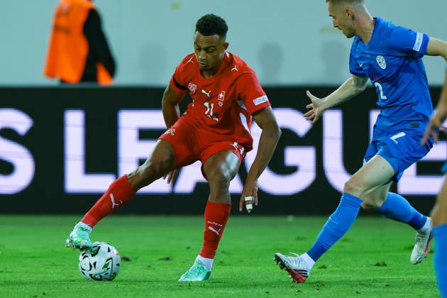 LUCERNE, SWITZERLAND - OCTOBER 03: Dan Ndoye (11 Switzerland) during the UEFA Nations League match between Switzerland and Slovenia at thermoplan arena on October 3, 2026 in Lucerne, Switzerland. Copyright: xUrsxOttigerx xSPPx Sportspressphoto_SPR245264