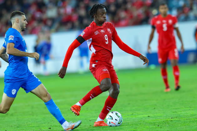LUCERNE, SWITZERLAND - OCTOBER 03: Johan Manzambi (9 Switzerland) during the UEFA Nations League match between Switzerland and Slovenia at thermoplan arena on October 3, 2026 in Lucerne, Switzerland. Copyright: xUrsxOttigerx xSPPx Sportspressphoto_SPR245296