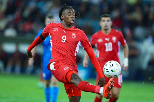 LUCERNE, SWITZERLAND - OCTOBER 03: Johan Manzambi (9 Switzerland) during the UEFA Nations League match between Switzerland and Slovenia at thermoplan arena on October 3, 2026 in Lucerne, Switzerland. Copyright: xUrsxOttigerx xSPPx Sportspressphoto_SPR245297