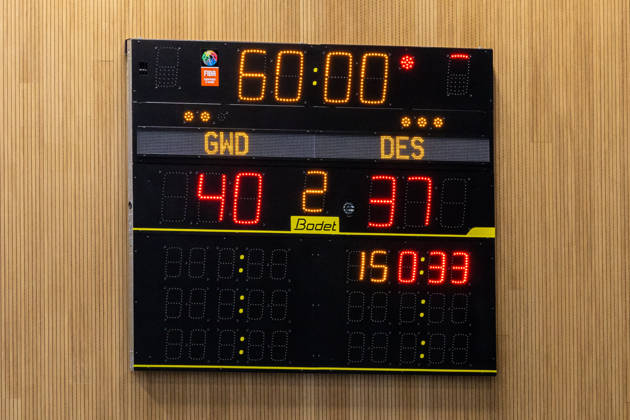 Anzeigetafel mit dem Stand von 40:37 nach Abpfiff GER, GWD Minden vs. Dessau-Rosslauer HV 06, Handball, 2. Bundesliga, 6. Spieltag, Spielzeit 2026 2027, 04.10.2026 GER, GWD Minden vs. Dessau-Rosslauer HV 06, Handball, 2. Bundesliga, 6. Spieltag, Spielzeit 2026 2027, 04.10.2026 Minden Copyright: xEibner-Pressefoto JanxRollingerx EP_JSK