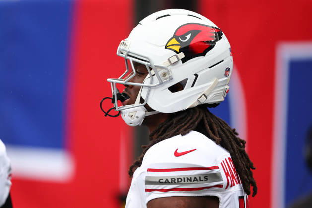 EAST RUTHERFORD, NJ - OCTOBER 04: Marvin Harrison Jr. 18 of the Arizona Cardinals reacts after scoring a touchdown during the game against the New York Giants on October 4, 2026 at MetLife Stadium in East Rutherford, New Jersey. (Photo by Rich Graessle Icon Sportswire) NFL, American Football Herren, USA OCT 04 Cardinals at Giants EDITORIAL USE ONLY Icon26100432793