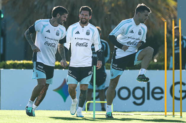 Argentina™s forward Lionel Messi and teammates take part in a training session at AFA (Argentine Football Association) training center in Ezeiza, Buenos Aires Province, on October 5, 2026, ahead of the next friendlys football matchs against Benin national team, Nationalteam Lionel Messi took part in the final training session of his professional career with the Argentine national team before his farewell match. (Photo by Alejandro Pagni PHOTOxPHOTO) Copyright: xAlejandroxPAGNIx